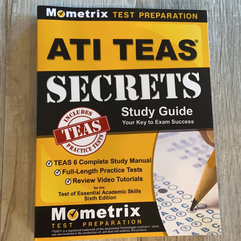 ATI TEAS Study Guide Set- Study Book and 1 Informational Card: Test Prep
